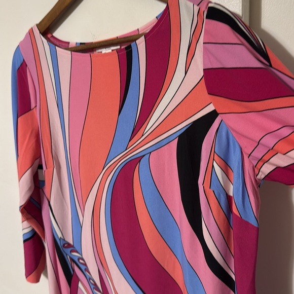 NWT London Times Swirl 3/4 Length Sleeve Shift Dress Pink Print - Picture 7 of 12